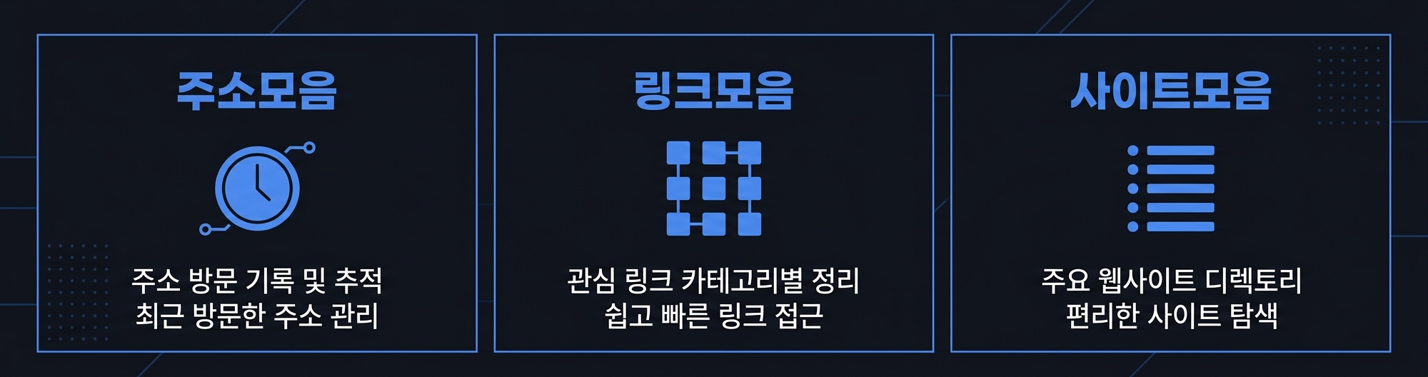 주소모음, 링크모음, 사이트모음 개념 비교 인포그래픽